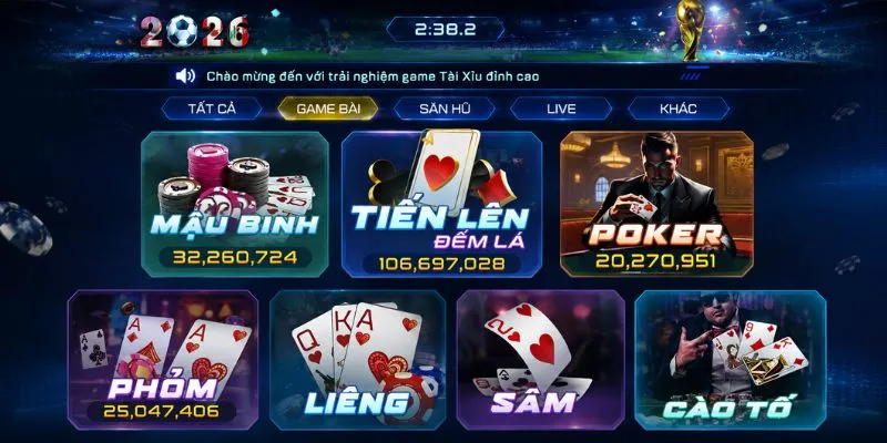 SUMCLUB phát triển nhiều game bài phổ biến như Tiến Lên, Poker, Phỏm, Liêng và Mậu Binh
